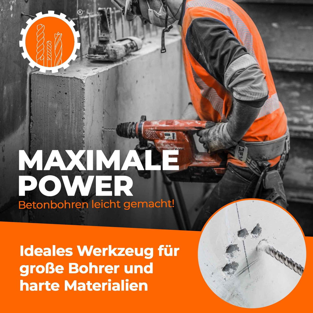 SDS-Max Bohrer mit Kreuzschneide und Doppelwendel