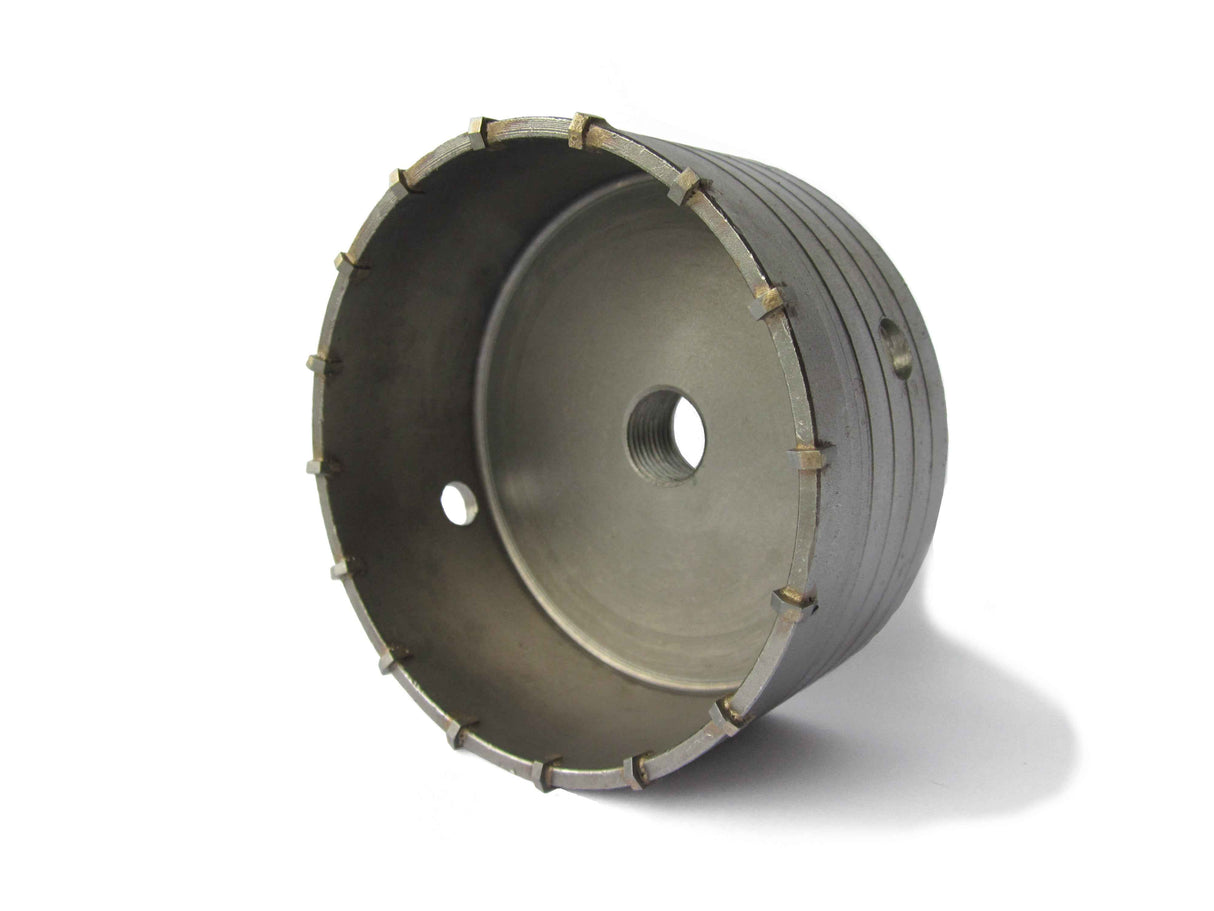 Bohrkrone für Bohrhammer Durchmesser 30 - 160 mm mit SDS-Plus Aufnahmeschaft und Hartmetallschneiden für harte Materialien.