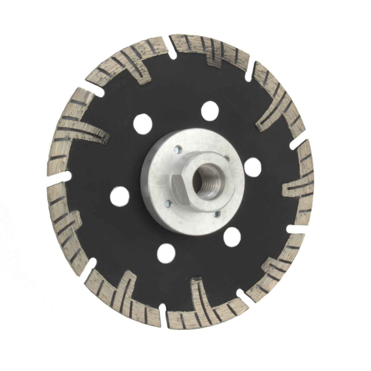 Diamanttrennscheibe 125 / 230 mm Durchmesser mit Turbo-Segmenten und Flansch M14