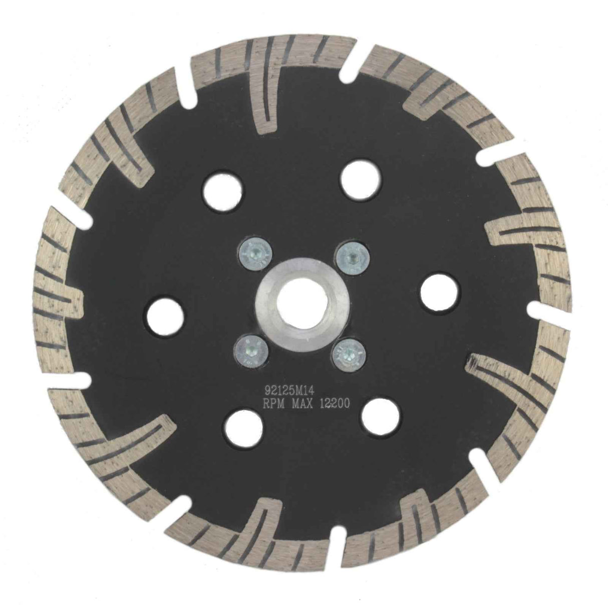 Diamanttrennscheibe 125 / 230 mm Durchmesser mit Turbo-Segmenten und Flansch M14