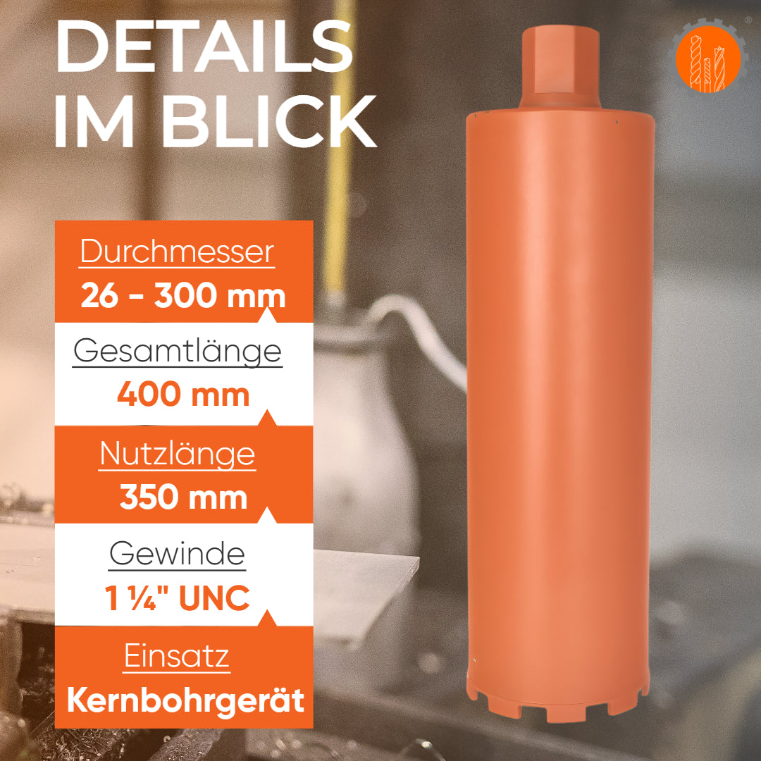 Diamantbohrkrone mit 1¼" UNC Anschluss / 32 - 300 mm Durchmesser