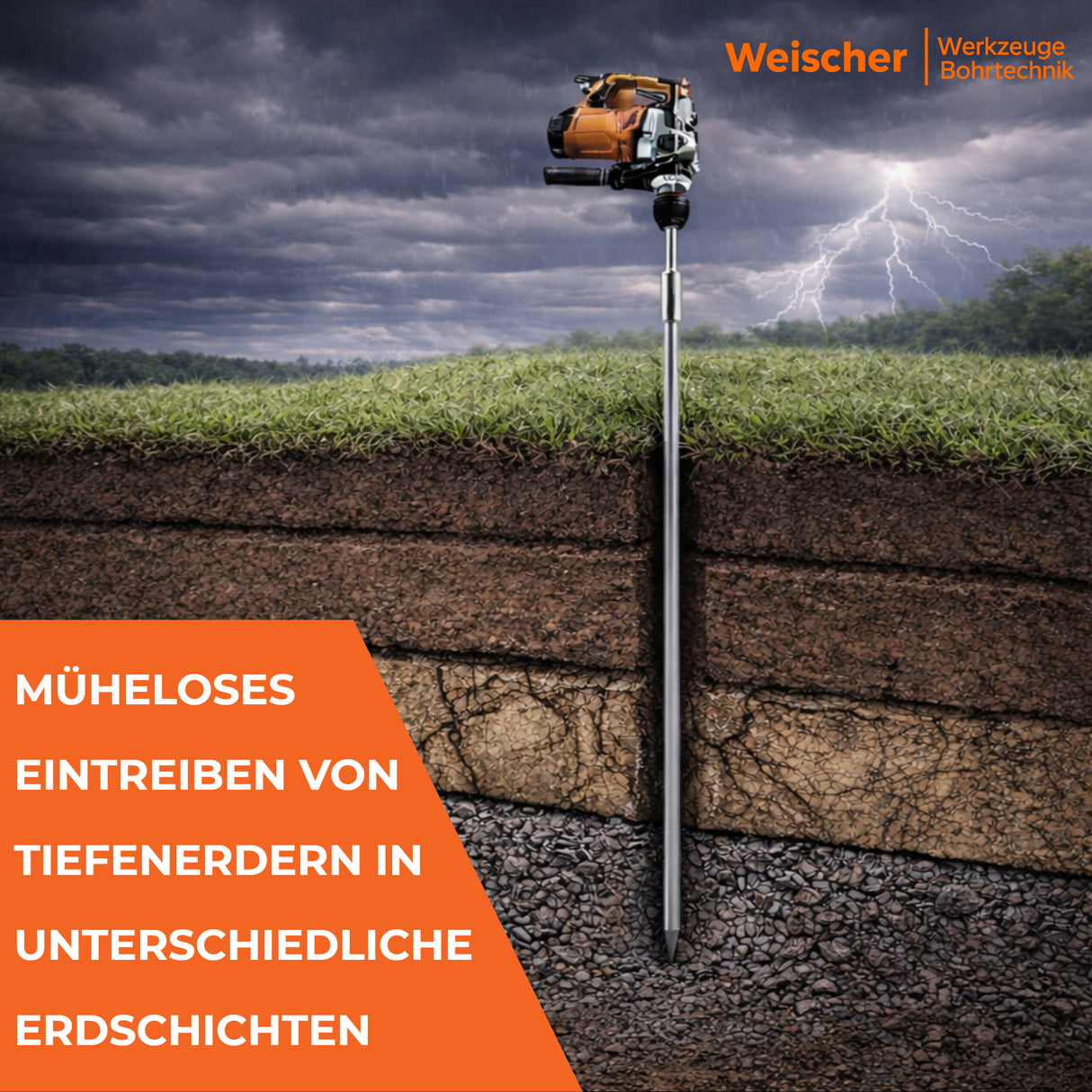 SDS Plus / SDS Max Eintreiber zum Einstecken von Tiefenerder / Erdnägeln