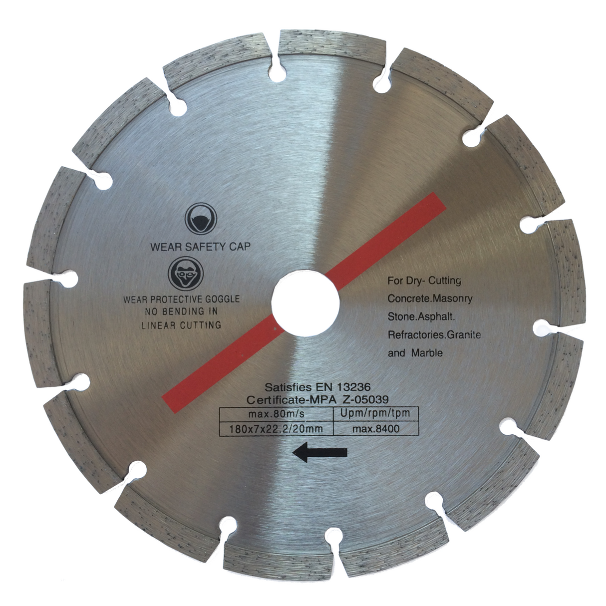 Diamanttrennscheibe Beton 110 - 230 mm Durchmesser mit 22,23 mm Bohrung für präzises Schneiden von Beton und Stein.