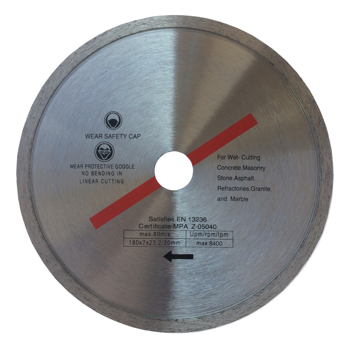 Diamanttrennscheibe Fliese 110 - 230 mm Durchmessser mit 22,23 mm Bohrung