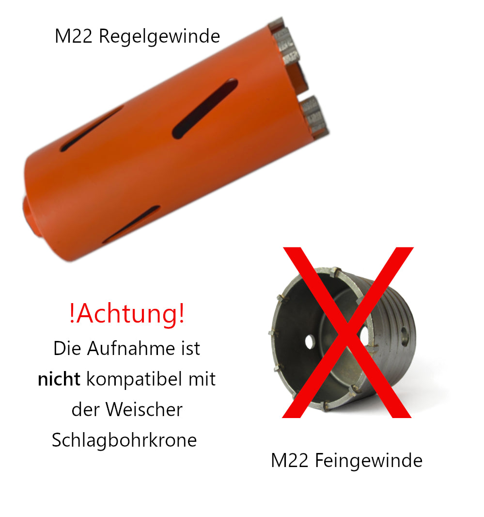 Verlängerung M22 auf SDS Plus / SDS Max für Diamantbohrkronen