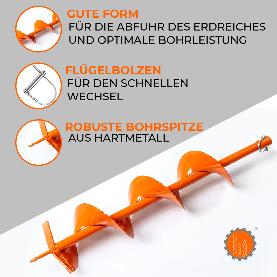 Erdbohrer 40 - 300 mm Durchmesser / 800 mm Länge