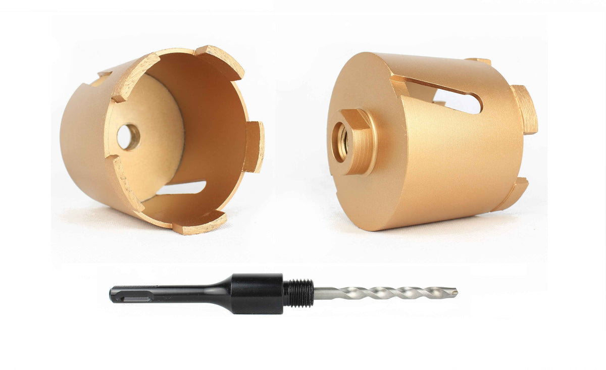 Diamantbohrkrone 68 mm oder 82 mm mit SDS-Plus oder SDS-Max Aufnahmeschaft (Gold) - 68 mm / SDS-Plus